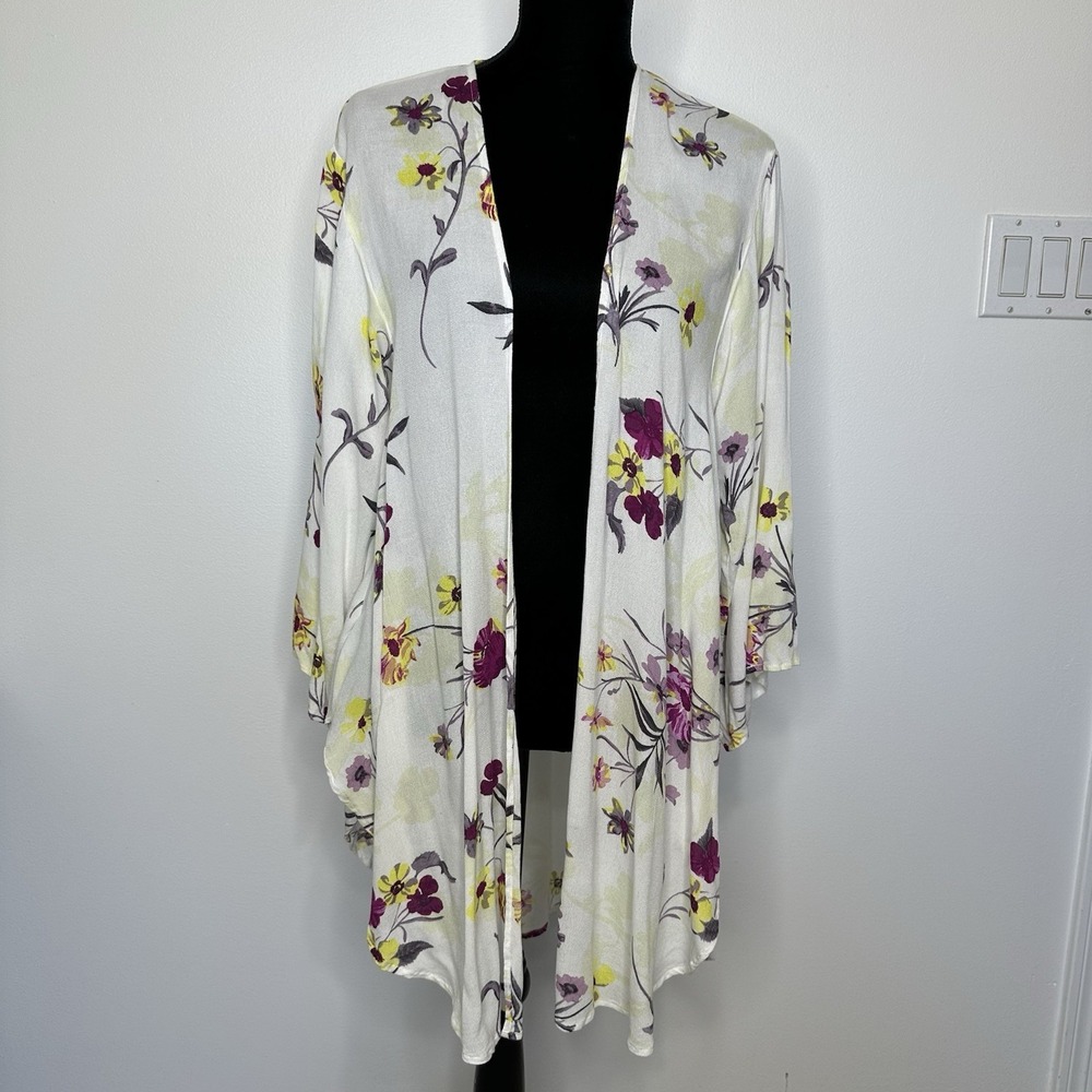 Torrid Kimono White Floral Boho Beach Coverup Festival Summer Large
